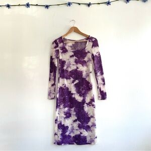 Velvet Torch Waffle Knit Purple Tie Dye Dress